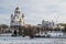 Yekaterinburg cityscape to Saviour on Blood Cathedral in winter