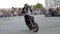 Yekaterinburg, Russia-August, 2019: Extreme performance on a motorcycle. Action. Professional performance of motorcycle