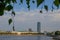 Yekaterinburg. Summer city landscape. View of the Iset River and the Vysotsky Tower