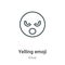 Yelling emoji outline vector icon. Thin line black yelling emoji icon, flat vector simple element illustration from editable emoji