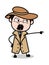 Yelling - Retro Cartoon Police Agent Detective Vector Illustration