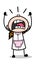 Yelling - Retro Cartoon Waitress Female Chef Vector Illustration