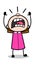 Yelling - Retro Office Girl Employee Cartoon Vector Illustration