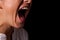 Yelling woman mouth closeup