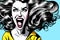 Yelling young woman - Retro comic book style
