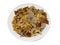 Yellofoot chanterelles on a white plate raw