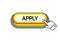 Yellow 3D button with the inscription Apply, isolated on a white background. Mouse cursor. Linear design. Vector