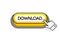 Yellow 3D button with the inscription Download, isolated on a white background. Mouse cursor. Linear design. Vector