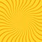 Yellow abstract background with radial rays, lines or stripes curving or swirling around center. Square backdrop with