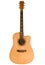 Yellow acoustic guitar on white background