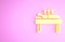 Yellow Acupuncture therapy icon isolated on pink background. Chinese medicine. Holistic pain management treatments