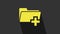 Yellow Add new folder icon isolated on grey background. New folder file sign. Copy document. Add attach create folder