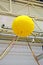 Yellow air balloon, metallic industrial pipes, industry,