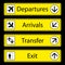 Yellow Airport Signs on black background