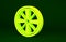 Yellow Alloy wheel for a car icon isolated on green background. Minimalism concept. 3d illustration 3D render