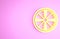 Yellow Alloy wheel for a car icon isolated on pink background. Minimalism concept. 3d illustration 3D render