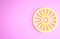 Yellow Alloy wheel for a car icon isolated on pink background. Minimalism concept. 3d illustration 3D render