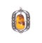 Yellow amber in a silver frame.