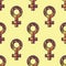 Yellow amd red colorful venus mirror feminism seamless pattern