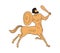 Yellow Ancient Greek centaur warrior holding club and shield