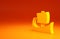 Yellow Ancient Greek trireme icon isolated on orange background. Minimalism concept. 3d illustration 3D render
