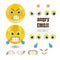 Yellow angry smiley emoticons set, emoji, vector illustration.