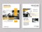 Yellow annual report brochure template A4 size design. Can be us