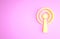 Yellow Antenna icon isolated on pink background. Radio antenna wireless. Technology and network signal radio antenna