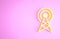 Yellow Antenna icon isolated on pink background. Radio antenna wireless. Technology and network signal radio antenna