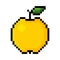 Yellow apple pixel art on white background