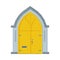 Yellow Arched Door in Vintage Style, Architactural Design Element Vector Illustration