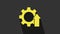 Yellow Arrow growth gear business icon isolated on grey background. Productivity icon. 4K Video motion graphic animation