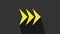 Yellow Arrow icon isolated on grey background. Direction Arrowhead symbol. Navigation pointer sign. 4K Video motion