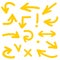 Yellow arrow vector icon set on white background