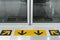 Yellow arrows indicate the entrance to the subway exit door.