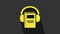 Yellow Audio book icon isolated on grey background. Book with headphones. Audio guide sign. Online learning concept. 4K