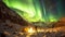 Yellow Auroras Over Arctic Snow: A Nighttime Radiance