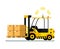 Yellow Automatic Delivery Forklift Car Full of Box