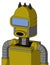Yellow Automaton With Dome Head And Round Mouth And Large Blue Visor Eye And Three Dark Spikes