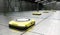 Yellow autonomous robots in warehouse