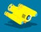 Yellow autonomous underwater robot drone for seabed exploration and deep sea video filming. Cartoon vector