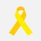 Yellow awareness ribbon on gray background. Bone cancer and troops support symbol.