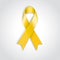 Yellow awareness ribbon on white background.