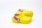 Yellow baby sandal on white background