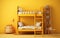 Yellow Backdrop for Space-Saving Wall Bunk Bed -Generative Ai