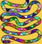 Yellow background and colored snake