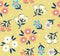 yellow background with multicolour flower pattern floral design