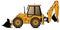 Yellow backhoe loader on a white background. Construction machinery. Special equipment. Vector illustration