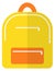Yellow backpack flat icon. School bag symbol