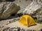 Yellow Backpacking Tent in the Mountains